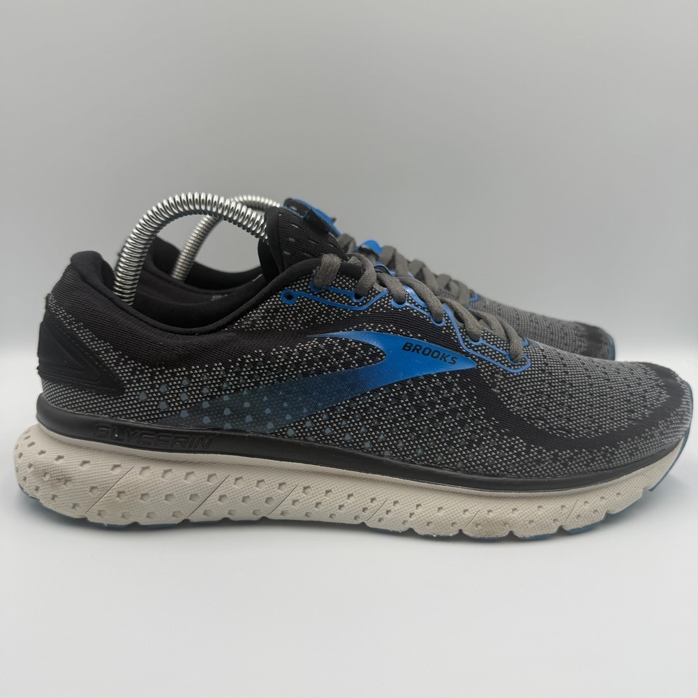 Brooks Glycerin 18 Black Running Shoes Men's Size 9D Gray Blue Athletic Sneakers